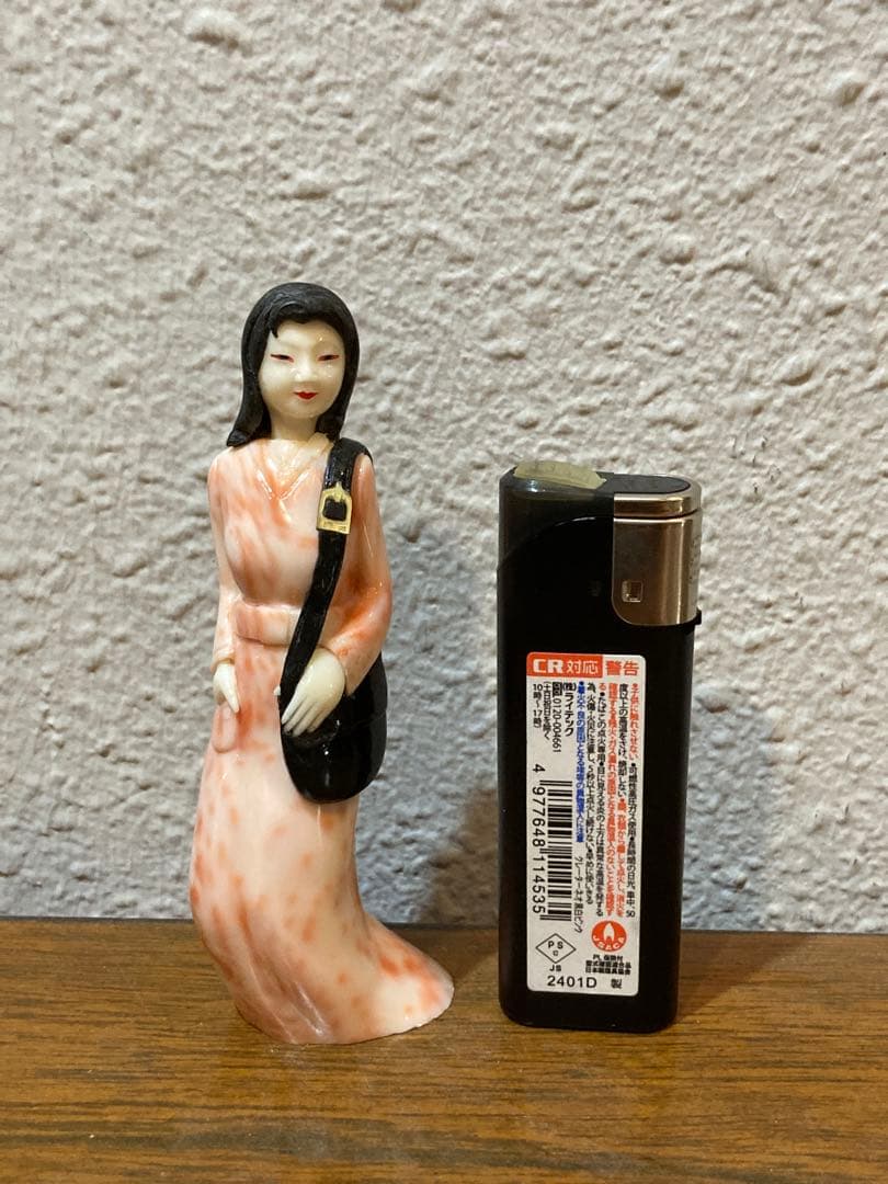 天然 サンゴ 置物 女 人