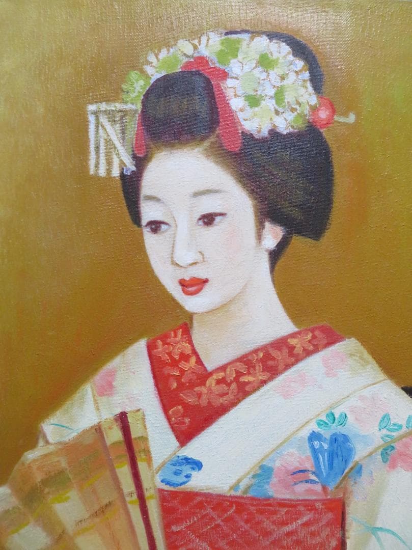 ◆　永井はる 「舞妓」 油彩　F１０号　東美会賞受賞　◆