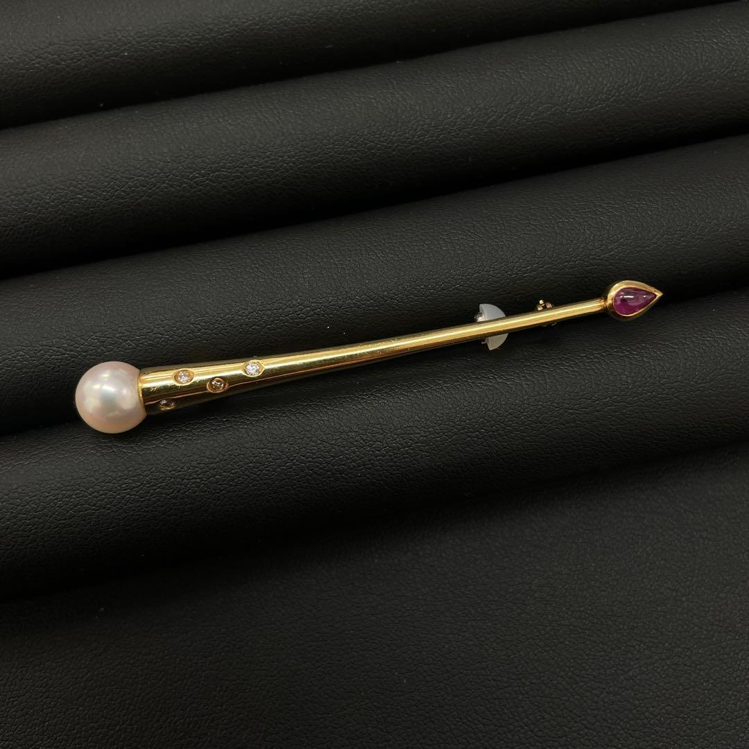 18KT パールとルビーのブローチ 楽天市場】碌山 淡水真珠 ルビー ブローチペンダント パールが上品な