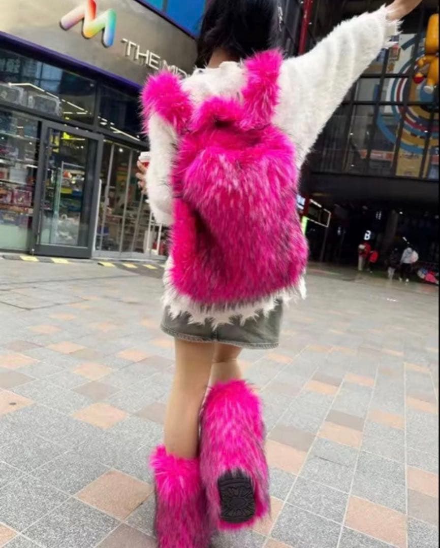 ファーリュック バッグ y2k ピンク グランジ hiphop ラッパー - メルカリ