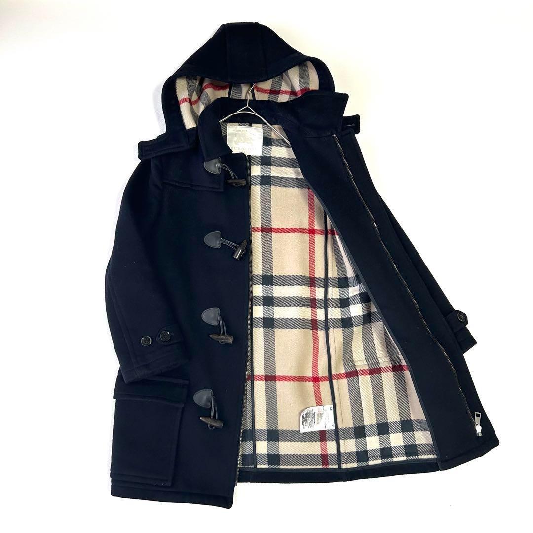 近年タグ＊バーバリー ダッフルコート メガチェック ネイビー 150cm