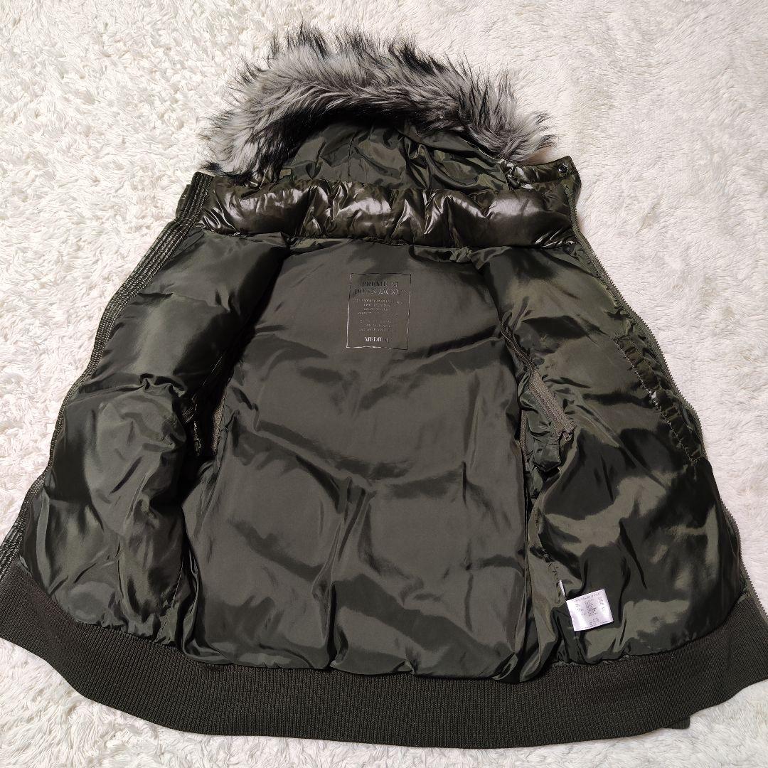 オールドユニクロ 光沢 y2k リブ ファーダウンジャケット カーキ ご覧