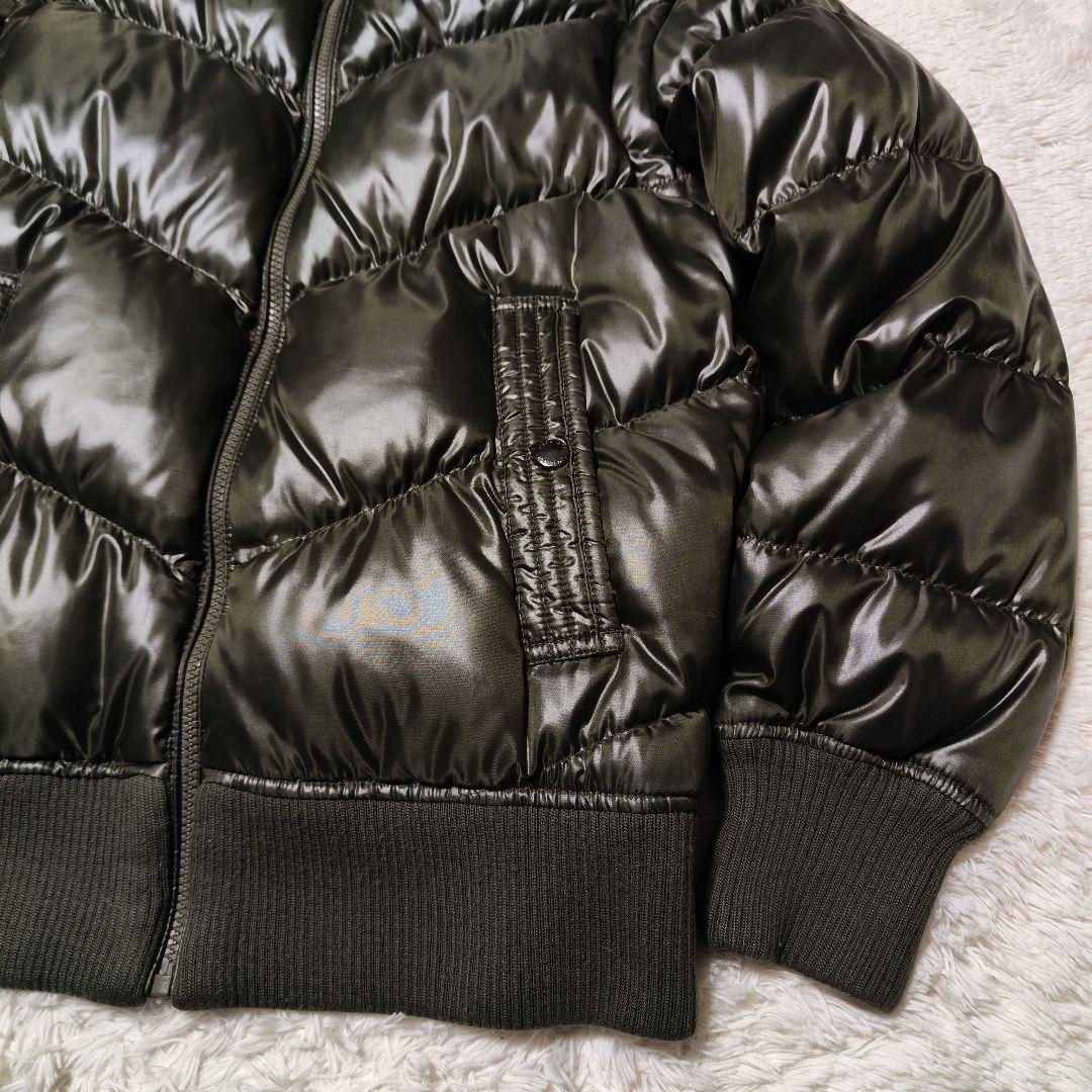 オールドユニクロ 光沢 y2k リブ ファーダウンジャケット カーキ ご覧