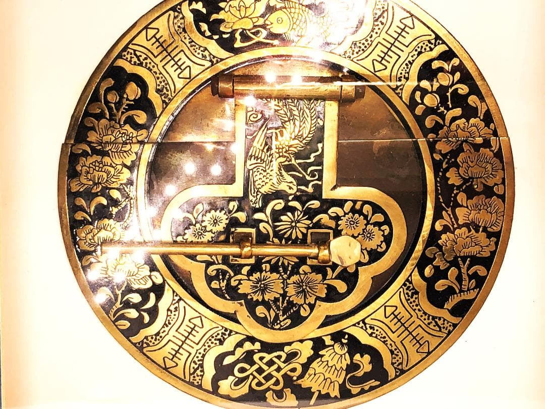 古玩彫金 清朝工芸 】 金銅引手金具 資料館旧展示品 N1217A