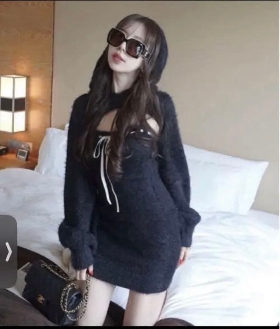 ワンピース amerge fether foodie onepiece feather foodie tops×lace up onepiece set(M IVORY): ワンピース