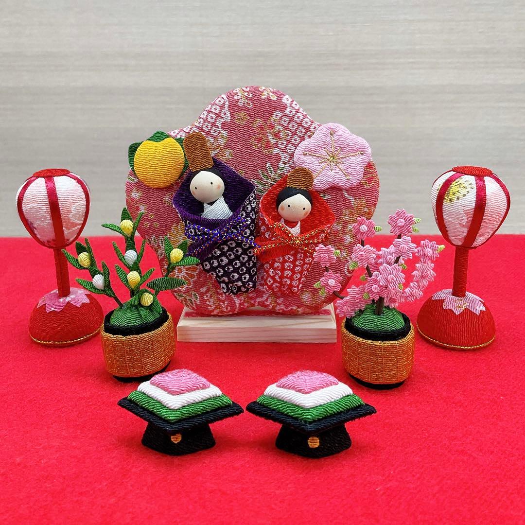 雛飾り小道具【桜ぼんぼり小＆桜橘＆菱餅】お雛様 雛人形 ちりめん細工