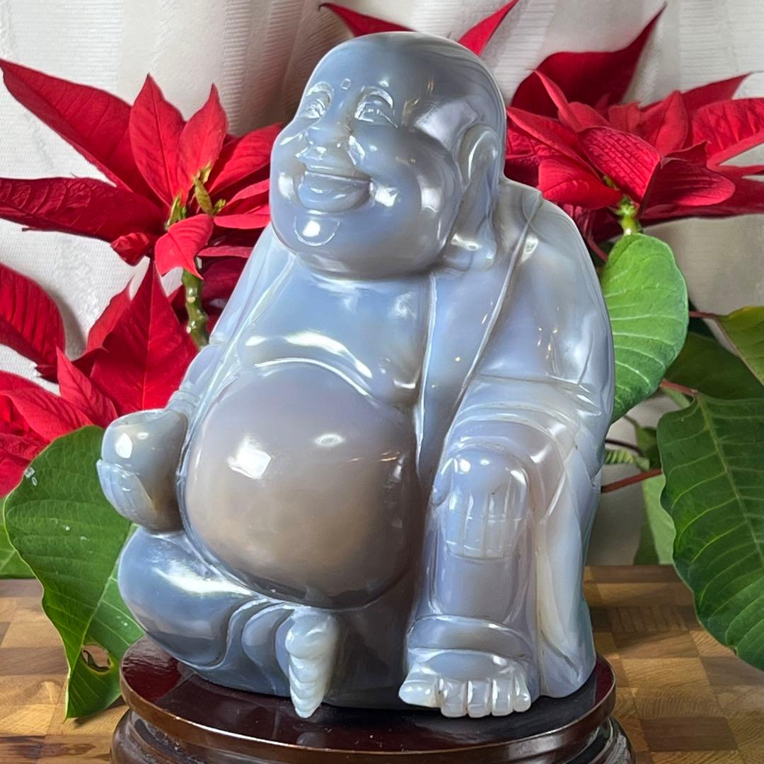 特大】本瑪瑙水胆布袋像 台付高さ23cm - メルカリ