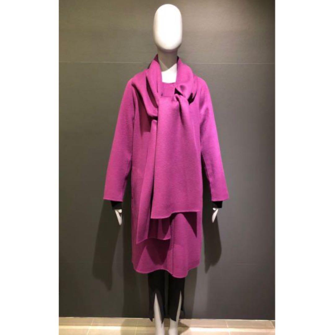 大人気 Theory セオリー ストール付きコート カシミア混 ノーカラー