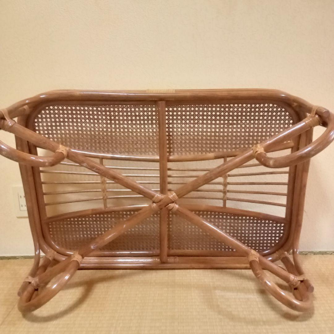 籐 ラタン ガラス天板 ローテーブル 座卓 レトロ モダン 和室 洋室