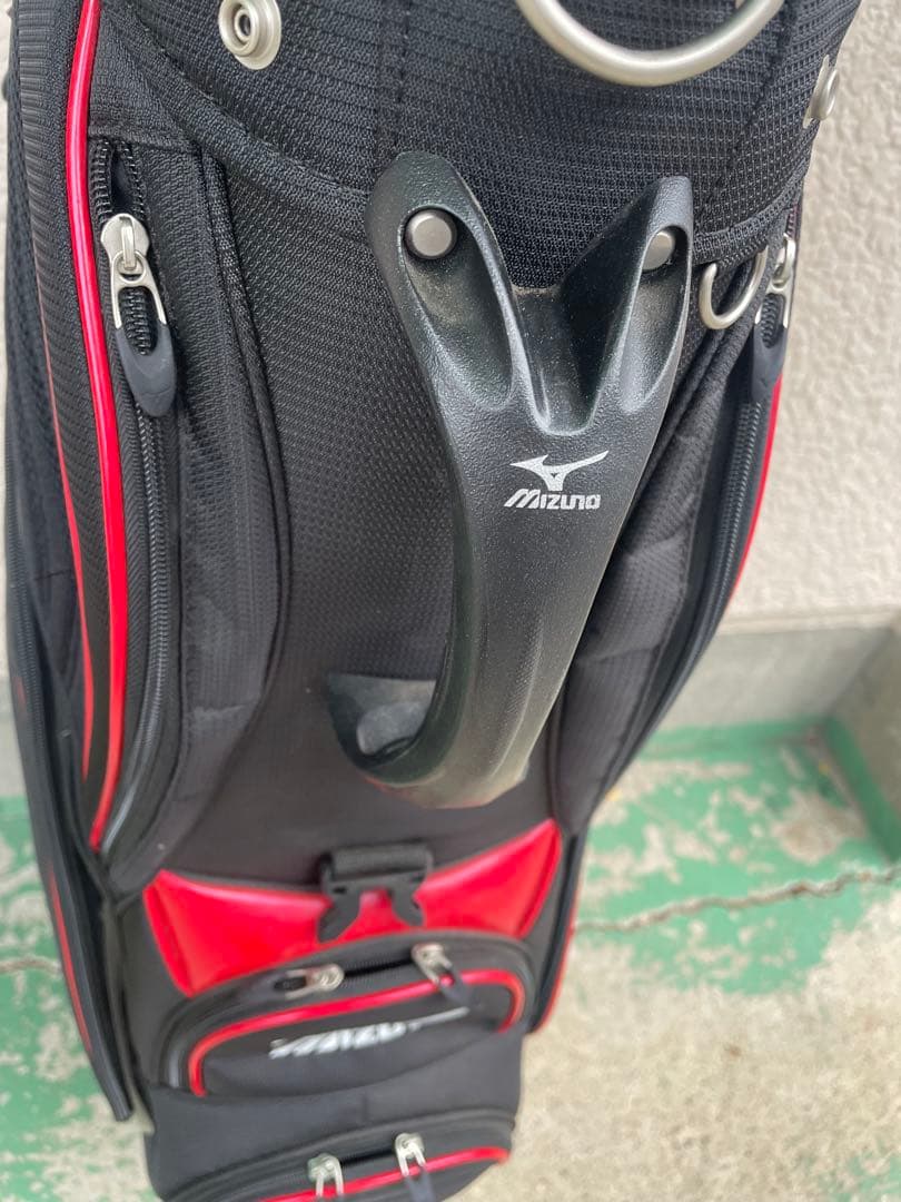 美品・倉庫保管品】ミズノ キャディーバッグ ゴルフ クラブケース 黒×赤