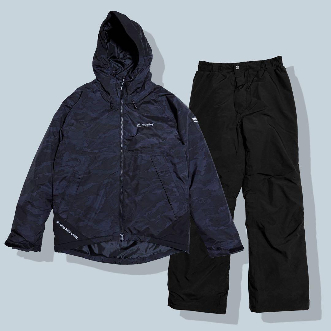 【美品】Rivalley カモ柄 ストレッチウォームスーツ セットアップ 釣り リバレイ(Rivalley) RL ストレッチウォームスーツ グリーンカモ