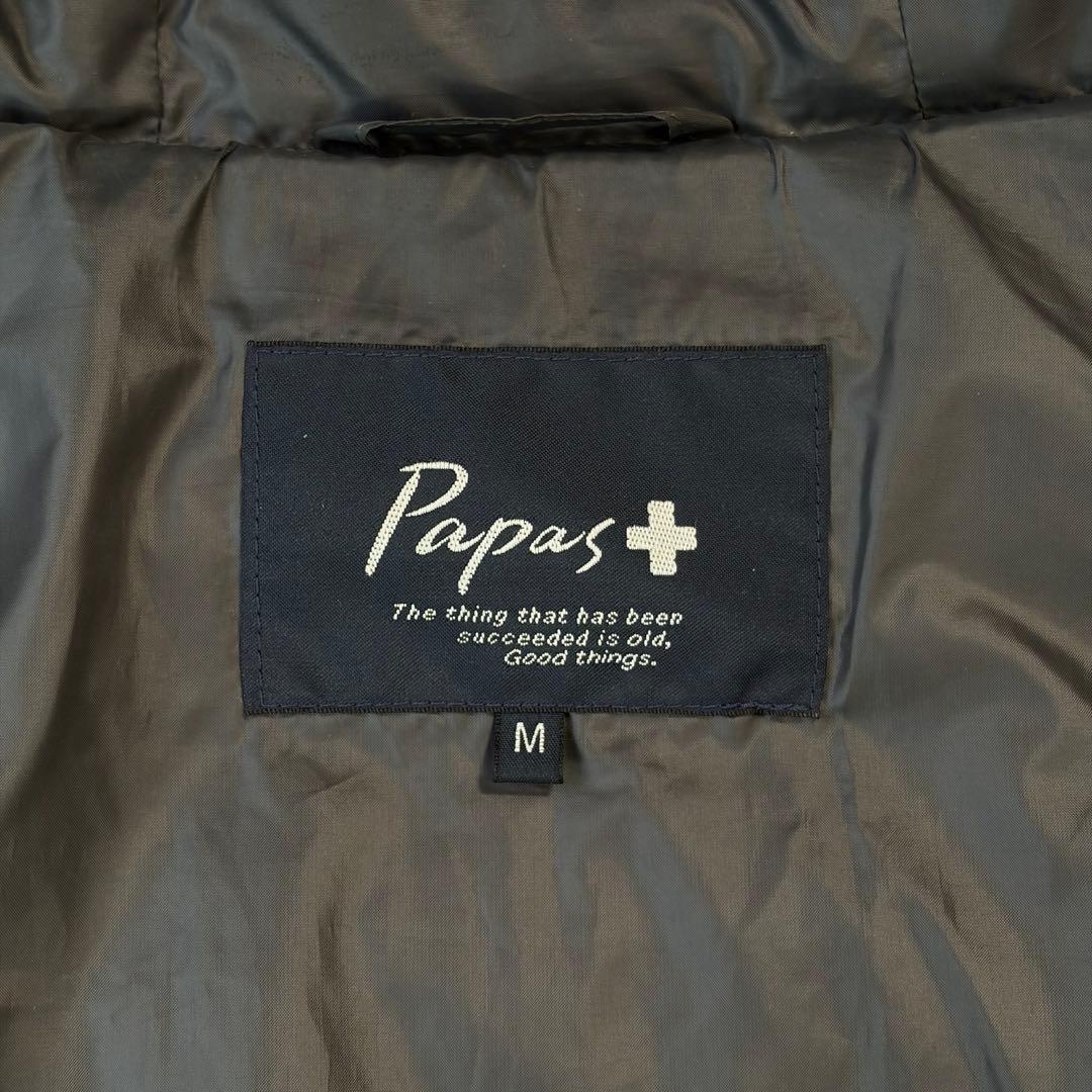 極美品/軽量/Mサイズ✨Papas +ダウンジャケット ロゴワッペン グレー系