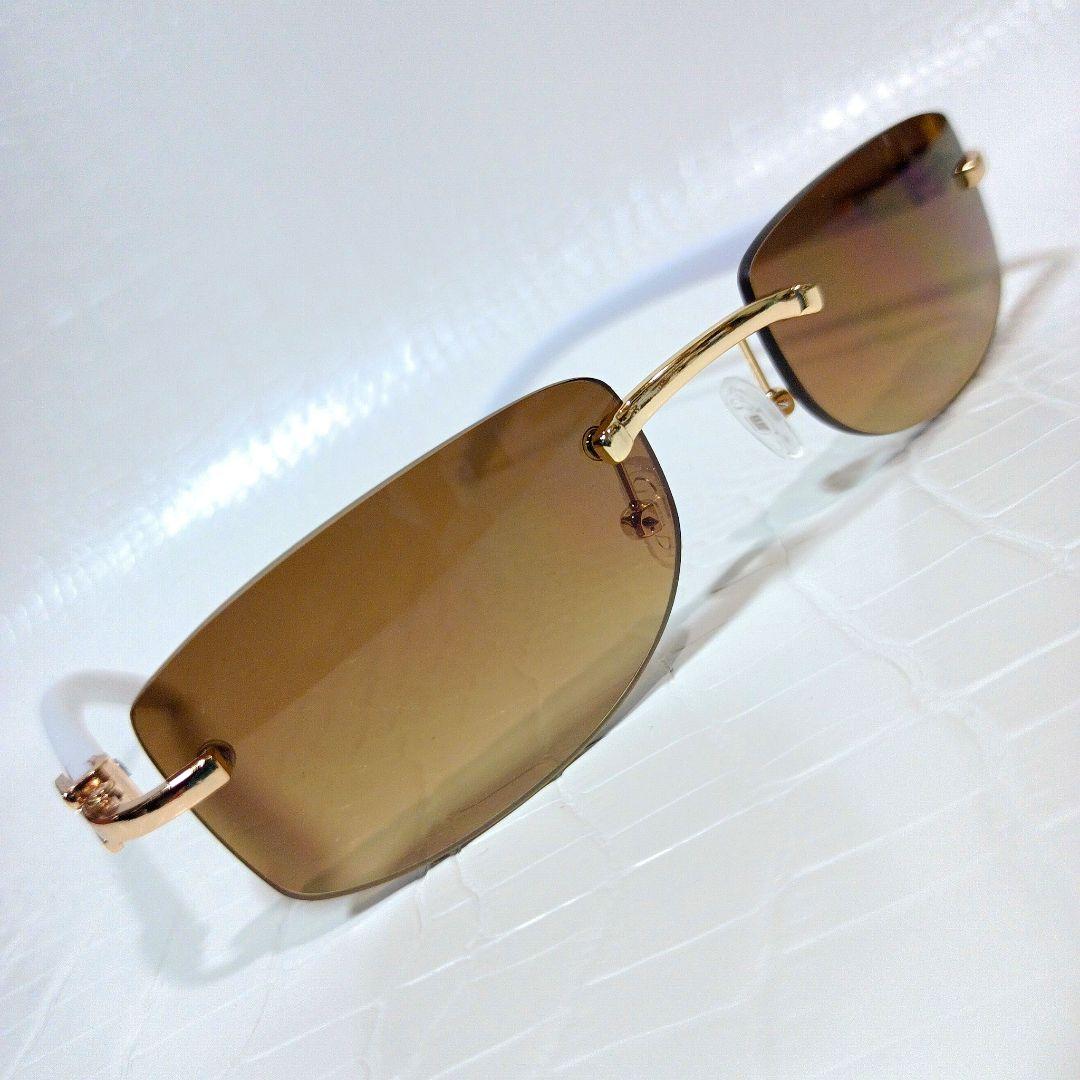 リムレス□サングラス□Y2K□ブラウン□グラデーション□Y2K□未使用品