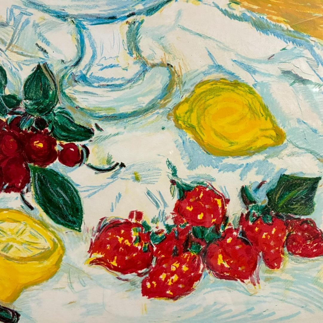 アンドレ・コタボ「赤い果物」静物 リトグラフ 直筆サイン入り 額縁