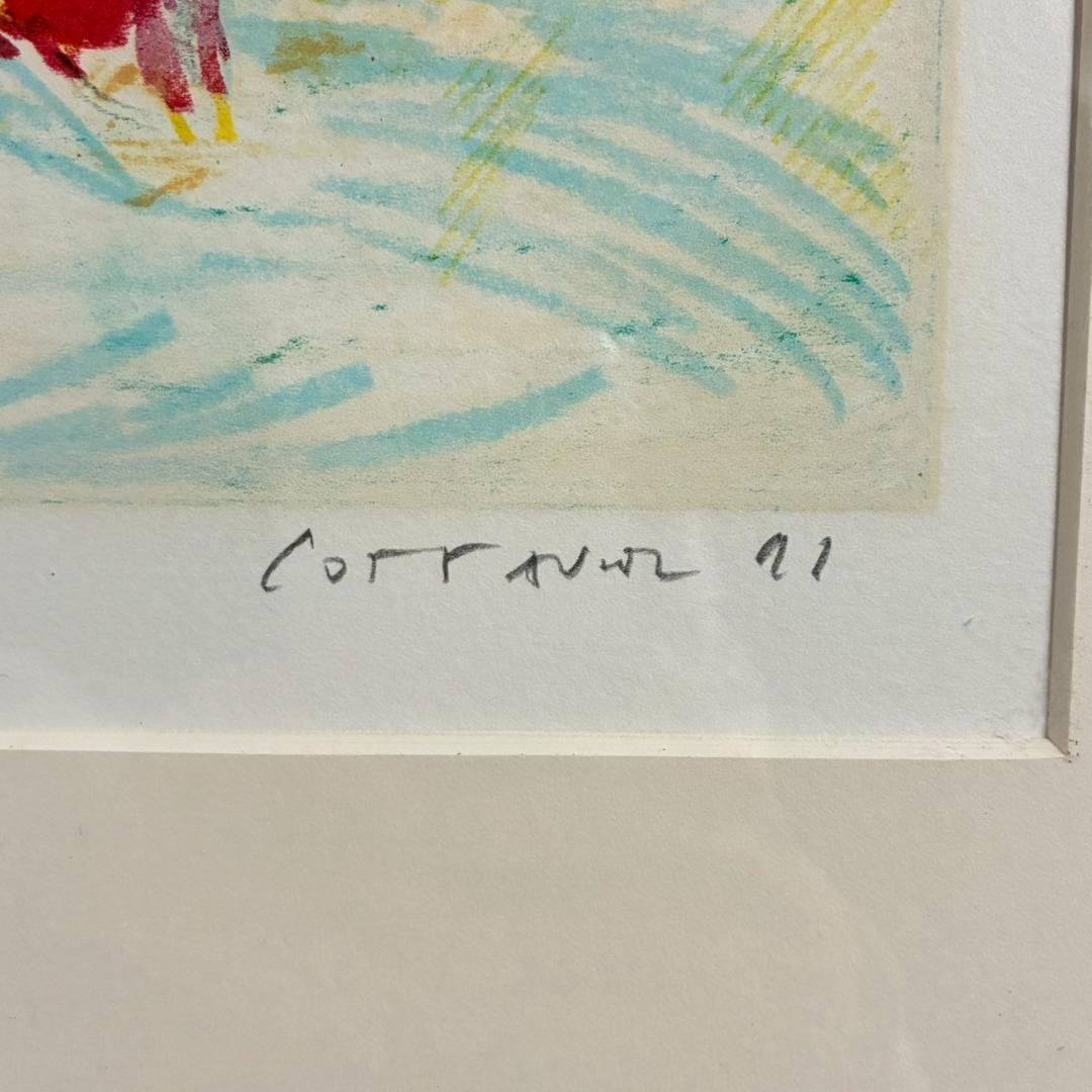 アンドレ・コタボ「赤い果物」静物 リトグラフ 直筆サイン入り 額縁