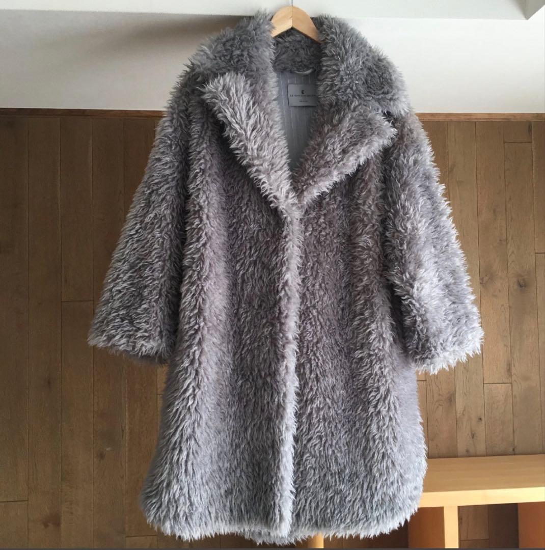 極美品ERMANNO SCERVINOエルマノシェルビーノ フェイクファーコート