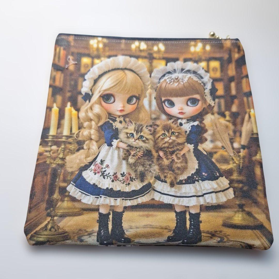 激レアパネル生地 ハンドメイド まちなしバッグ フラットポーチ 激レア