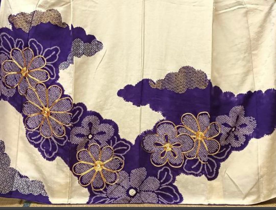 振袖 フルセット6点M〜L絞り銀駒刺繍 正絹 売り切り終了