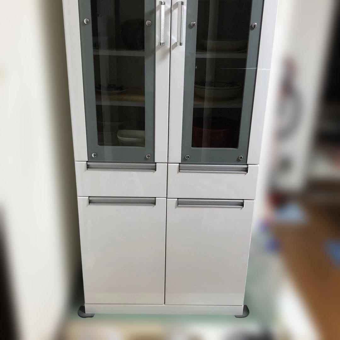 ホワイトキッチン収納キャビネット 食器棚 180×75×45