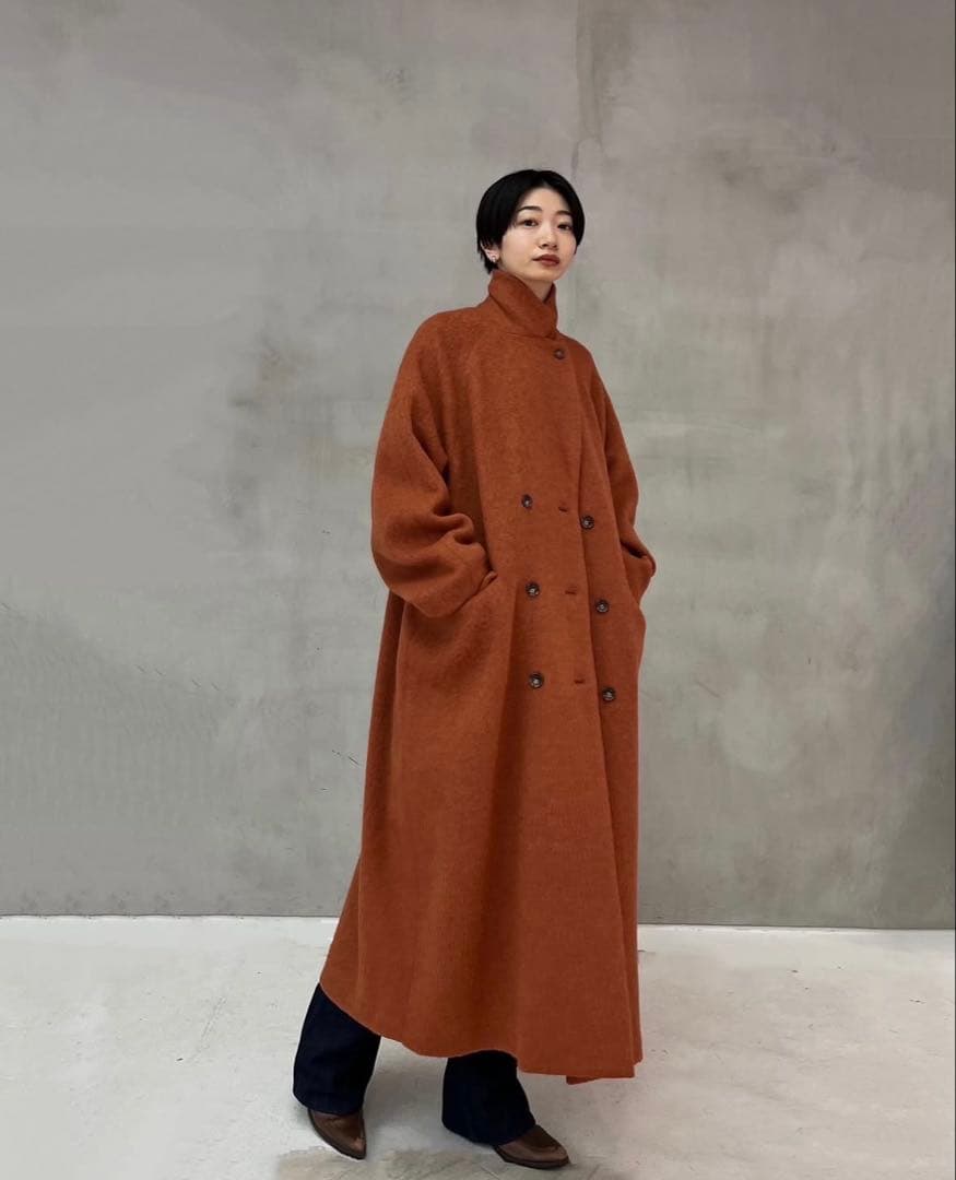 クラネ　ダブルウールロングコート　オレンジ オンオフ問わず使える万能アウター「ダブルウールロングコート」が11月