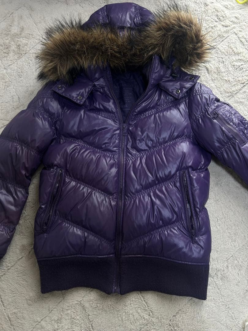 ファーダウン　y2k グランジ 00s Y2K ファー ダウンジャケット 光沢 グランジ お兄系 - メルカリ