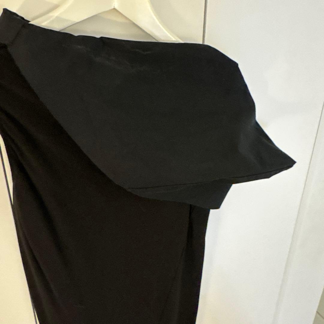 リックオウエンス 変形 ワンピース 切り替え シルク素材 黒色 レディース