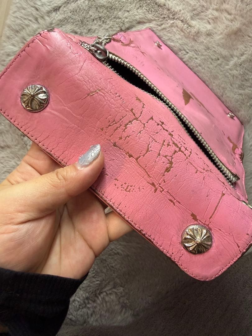 chrome hearts ウェーブウォレット ソフトレザー ピンク
