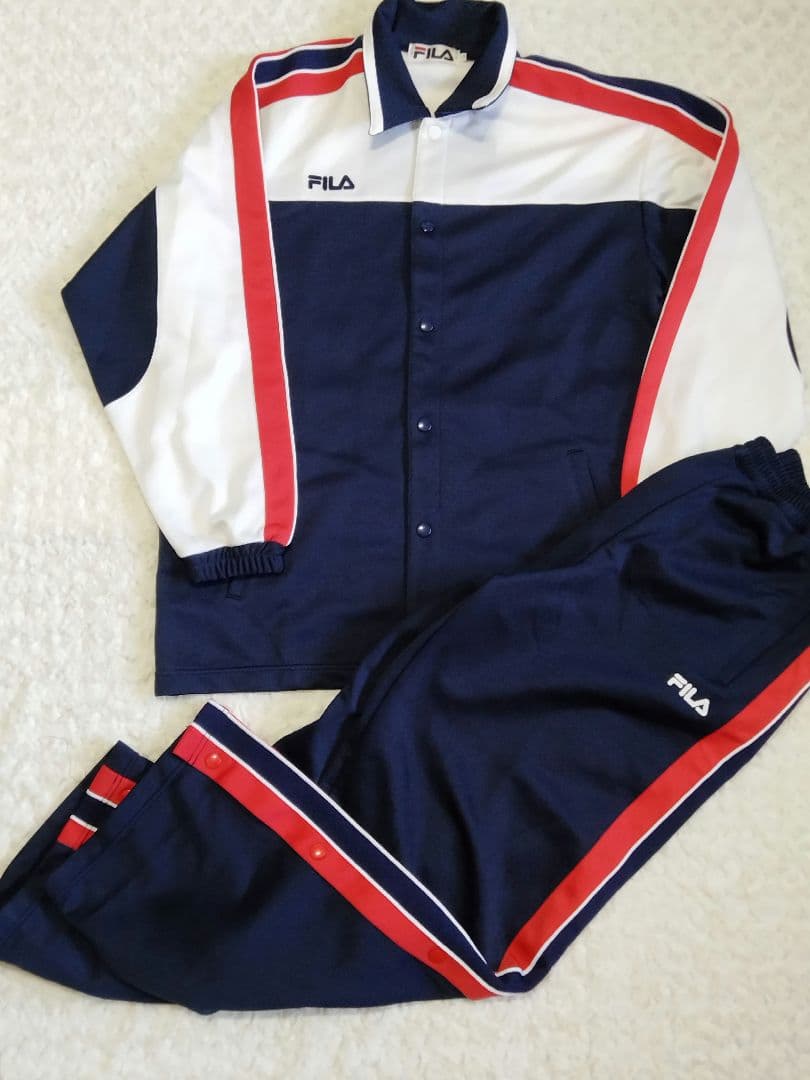 FILA スナップボタン セットアップ ネイビー Ｌ XL FILA スナップボタン セットアップ ネイビー L XL 【公式通販】