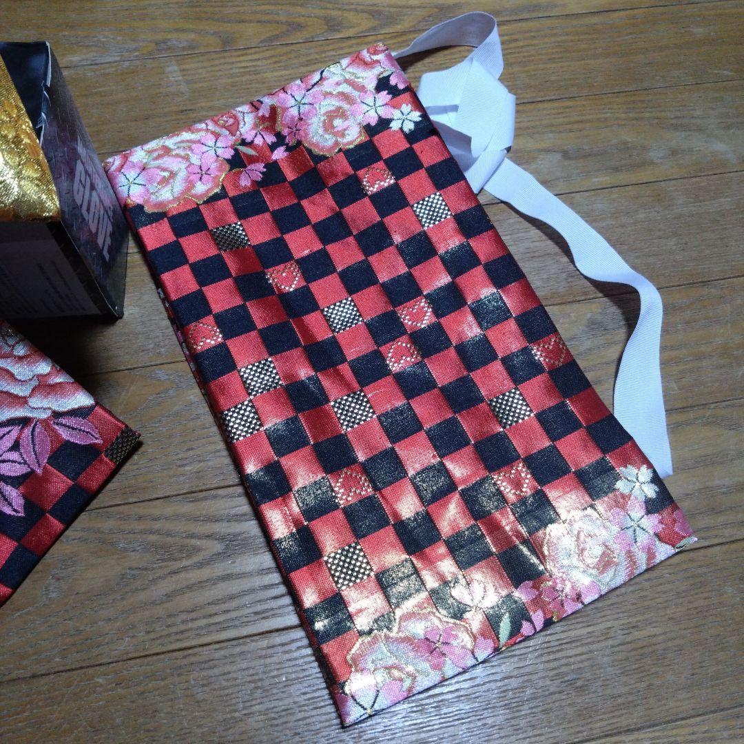 大寸☆七歳☆レースの赤と黒のチェック柄作り帯