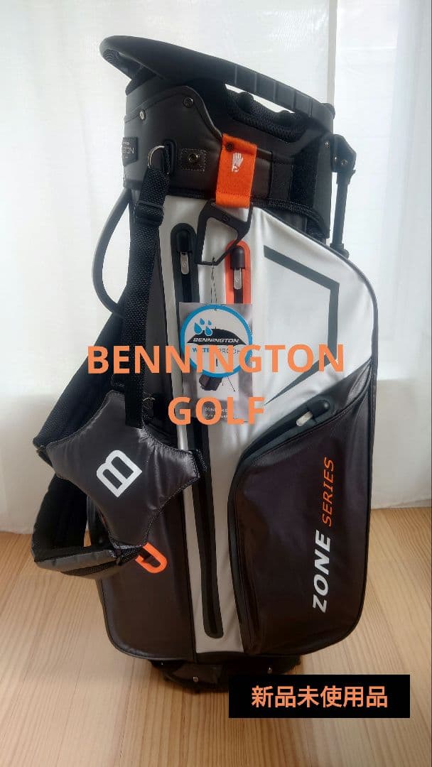BENNINGTON ZONE ゴルフ・キャディバッグ グレー/オレンジ14分割 ベニントン スタンド式キャディバッグ お洒落で機能性豊かな14分割