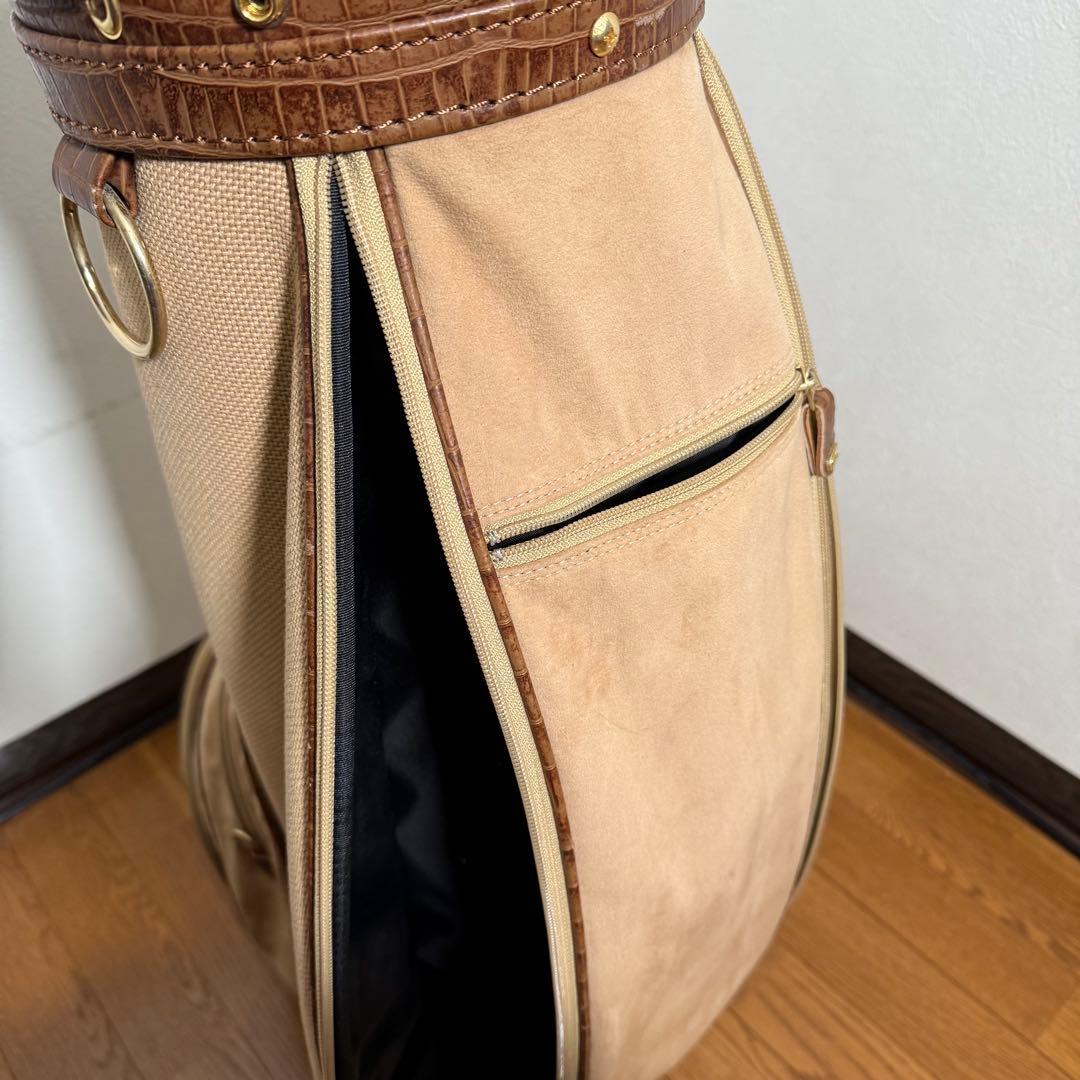 美品】 伊太利屋 クロコ型押し キャディバッグ 日本製