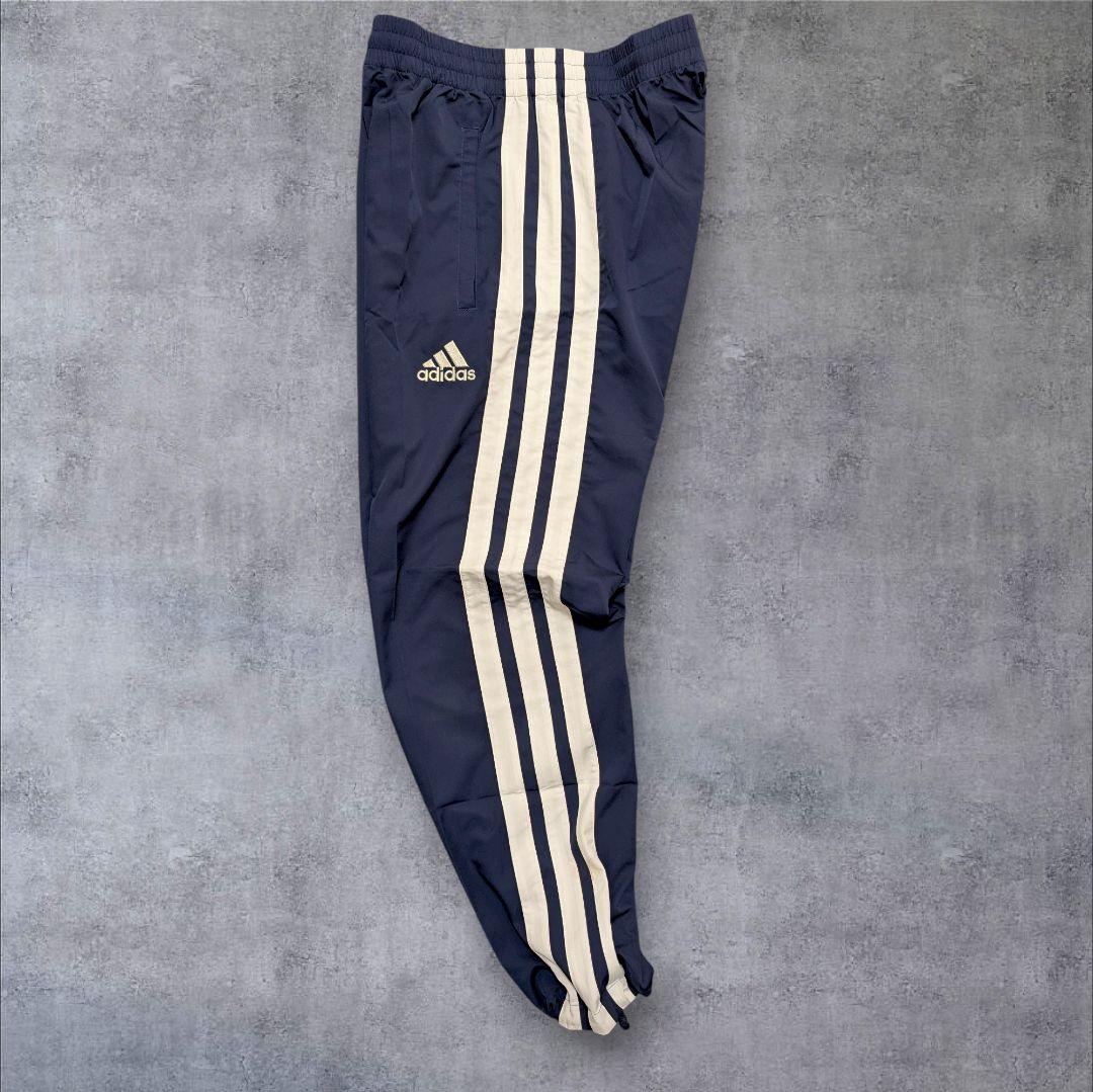 美品】00s adidas 紺色 ジャージ上下 太ライン ドローコード y2k