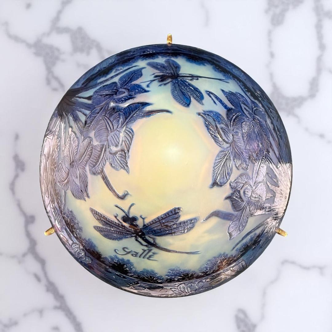 証明書付】高さ23cm 幅19.5cm エミールガレ ランプ カメオ彫