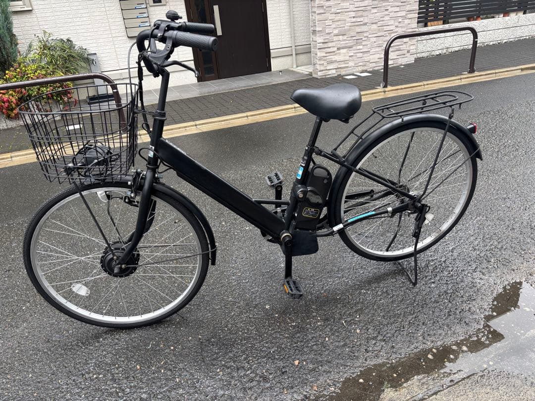 電動アシスト自転車 黒 前カゴ付き 電動アシスト自転車 黒 前カゴ付き