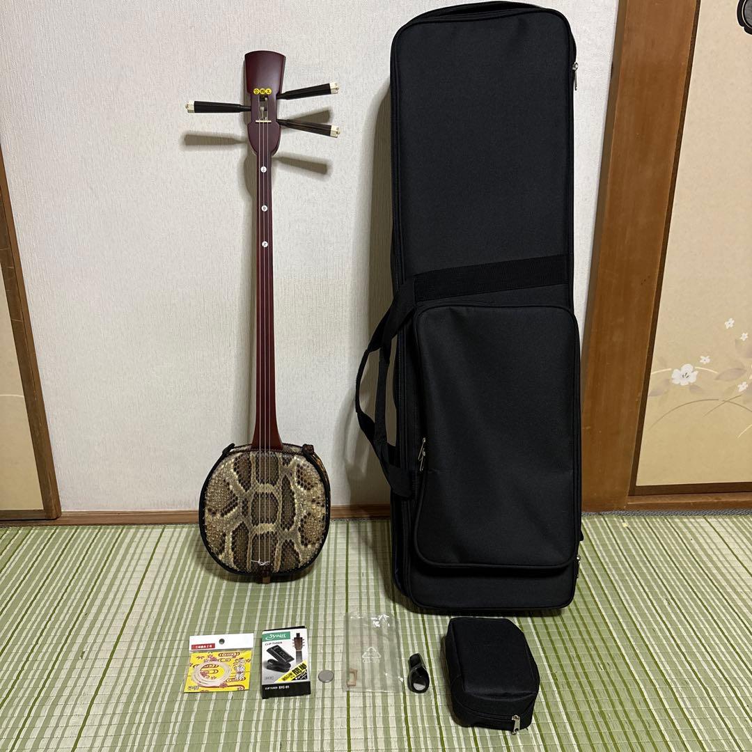三線 蛇三線 本皮 本革 蛇皮 蛇革 三味線 琉球 沖縄 楽器 ソフトケース