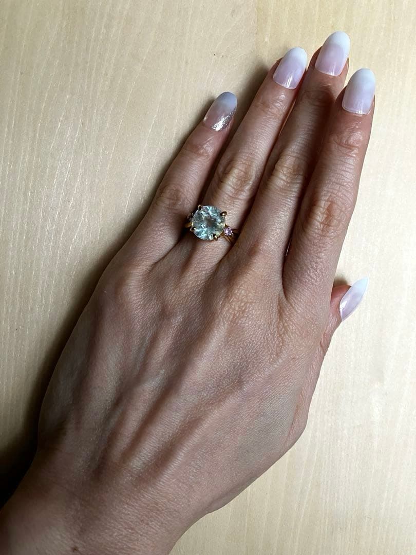4.5ct アクアマリン・アメジストリング・指輪シルバー K18金YGゴールド