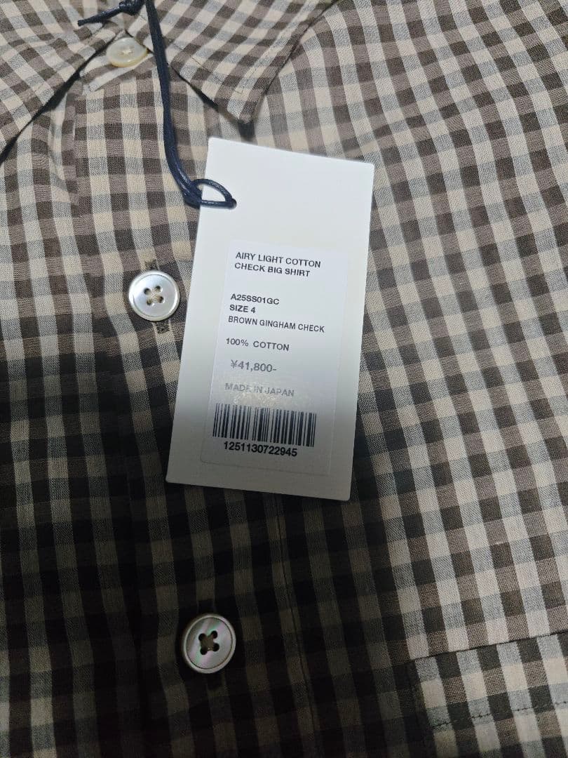 オーラリー AIRY LIGHT COTTON CHECK BIG SHIRT - メルカリ