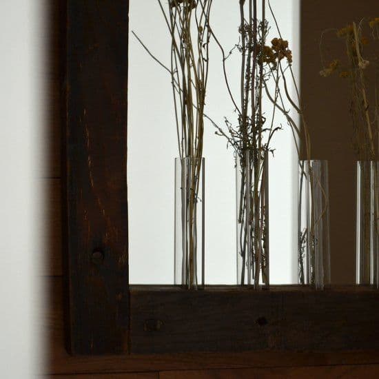 古木材 無垢 オールド エルム 楡の木 ガラス管 ウォール ミラー 壁掛け