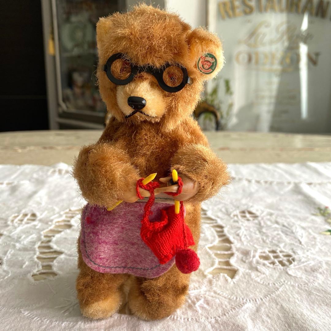 アンティーク ビンテージベア ゼンマイ仕掛け 編み物ベア max carl