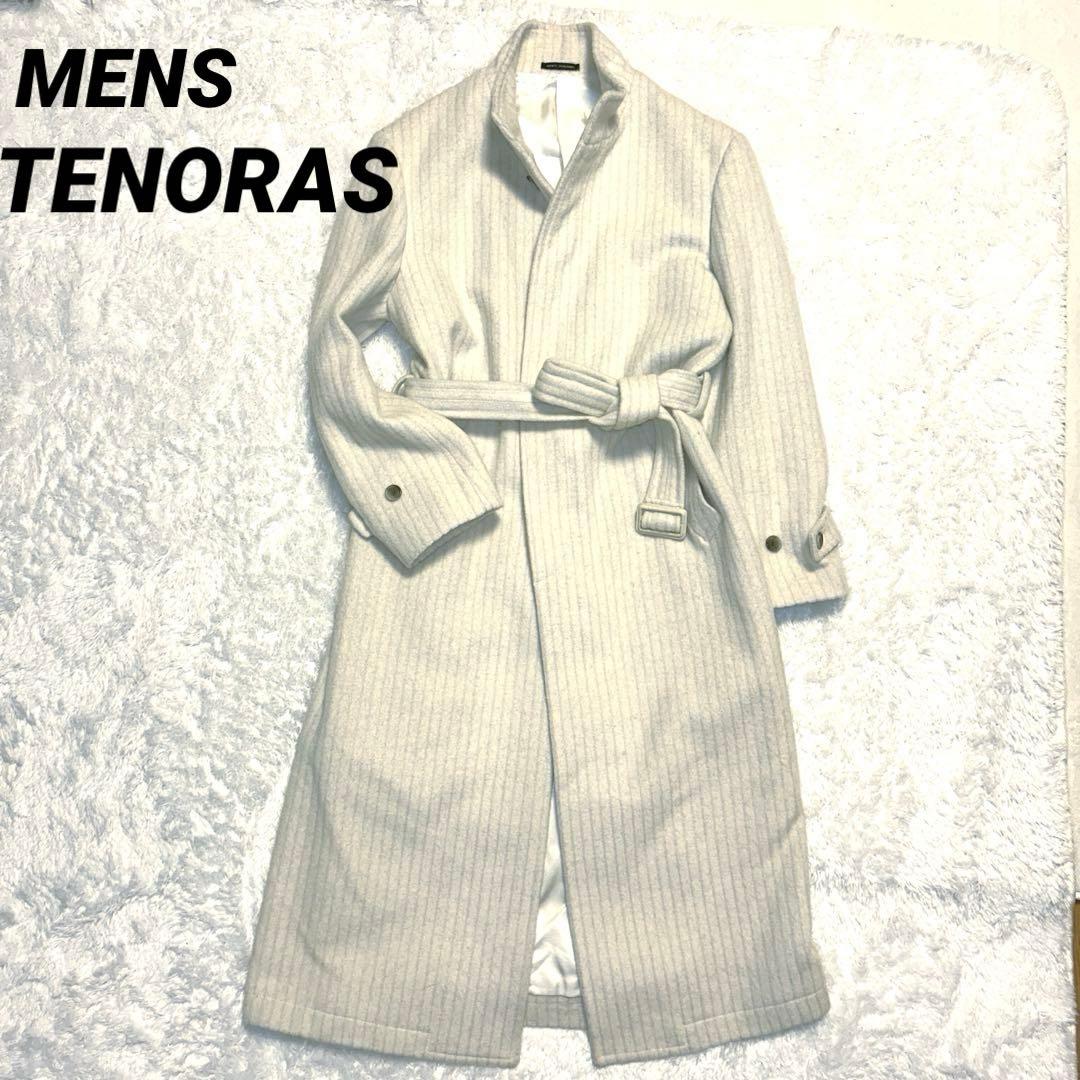 MEN’S TENORAS ロングコート 高級 ブルーフォックス混 ストライプ MEN'S TENORAS ロングコート 高級 ブルーフォックス混 ストライプ