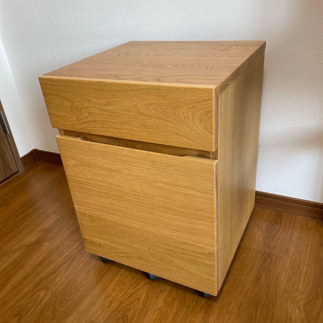 ☆ai☆【無印良品】オーク無垢材デスクキャビネット（ワイド引出2段) 無垢材デスクキャビネット（引出2段）・オーク材 | 無印良品