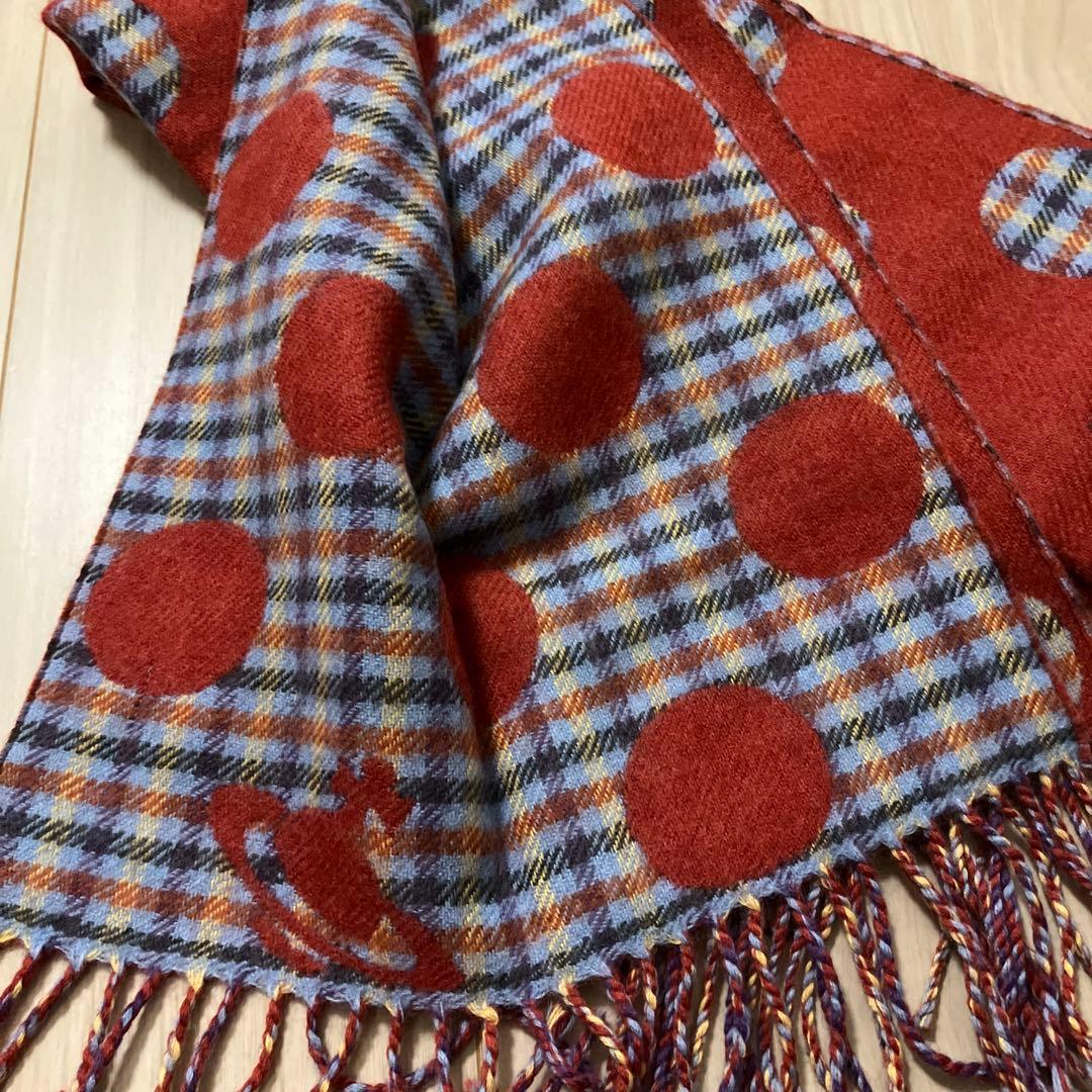 Vivienne Westwood ドット柄マフラー 赤オーブ Vivienne ドット柄