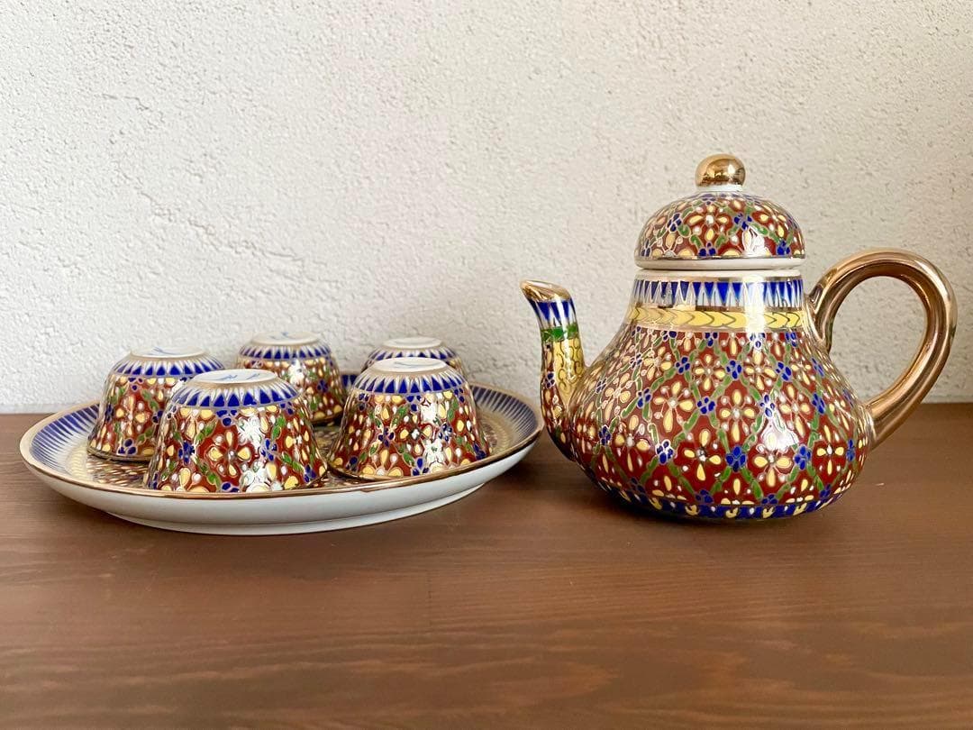 未使用 ベンジャロン焼 茶器 ティーセット カップ 小物入れ ポット