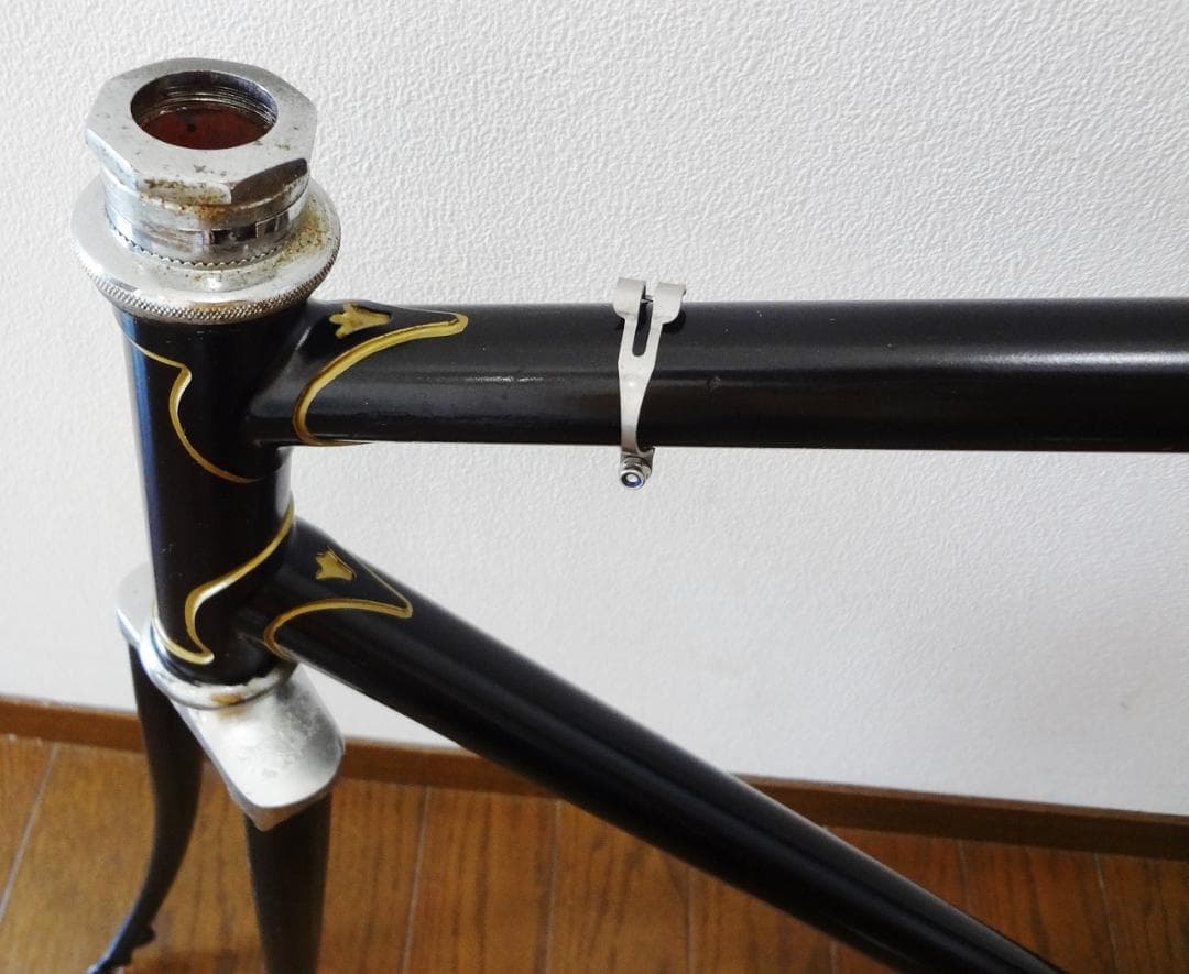 リペイント】カワムラ クロモリ ロードバイク フレーム 黒 ブラック