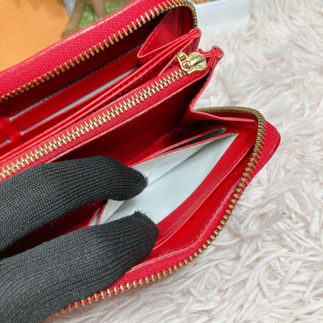 美品 ヴェルニ ルイヴィトン エナメル ジッピーウォレット オレンジ