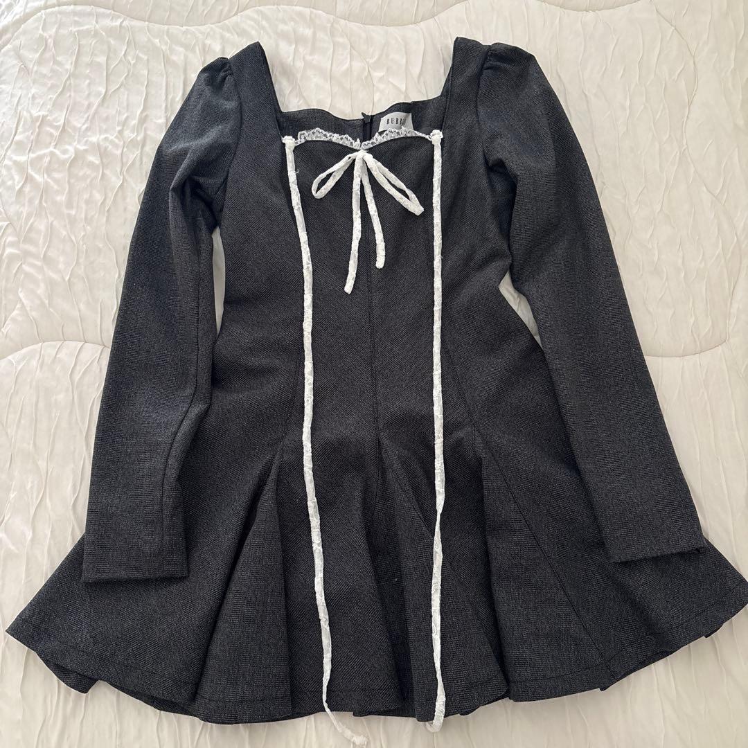 パネルフレアガーリーワンピース black Sサイズ 手洗い可能〉ブラック フォーマル フレア ワンピース（セレモニー対応
