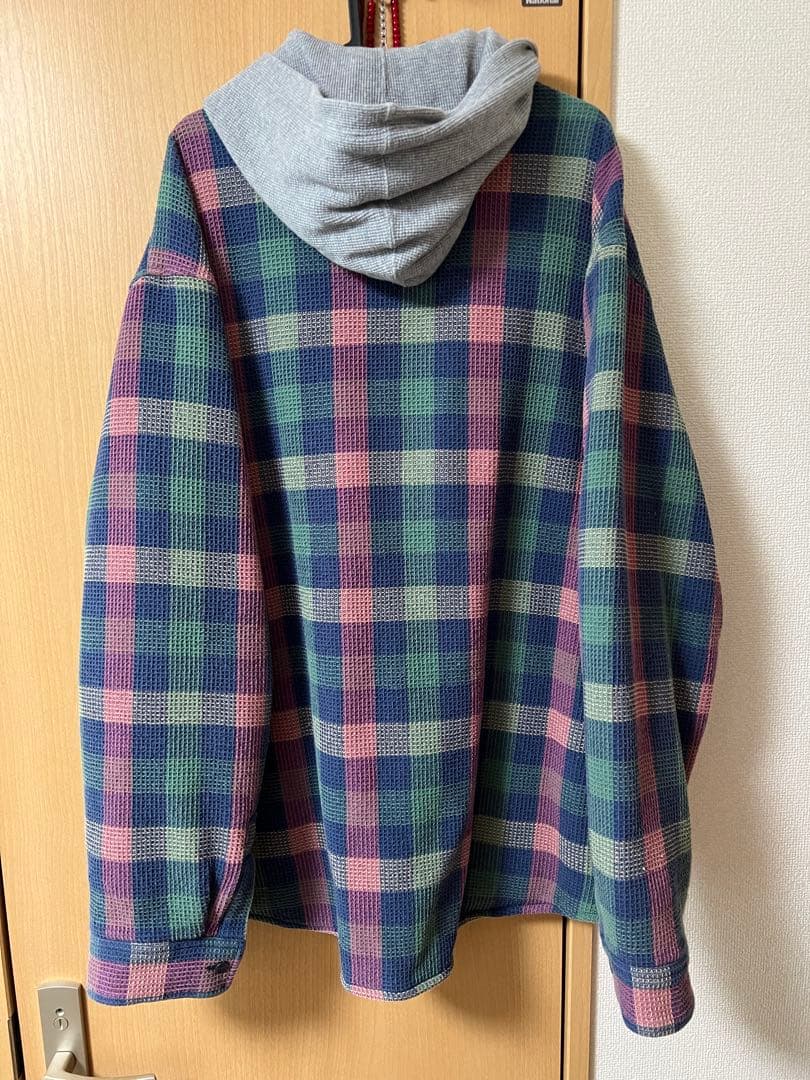 SUPREME 24AWワッフルプレイドフードシャツ マルチカラー