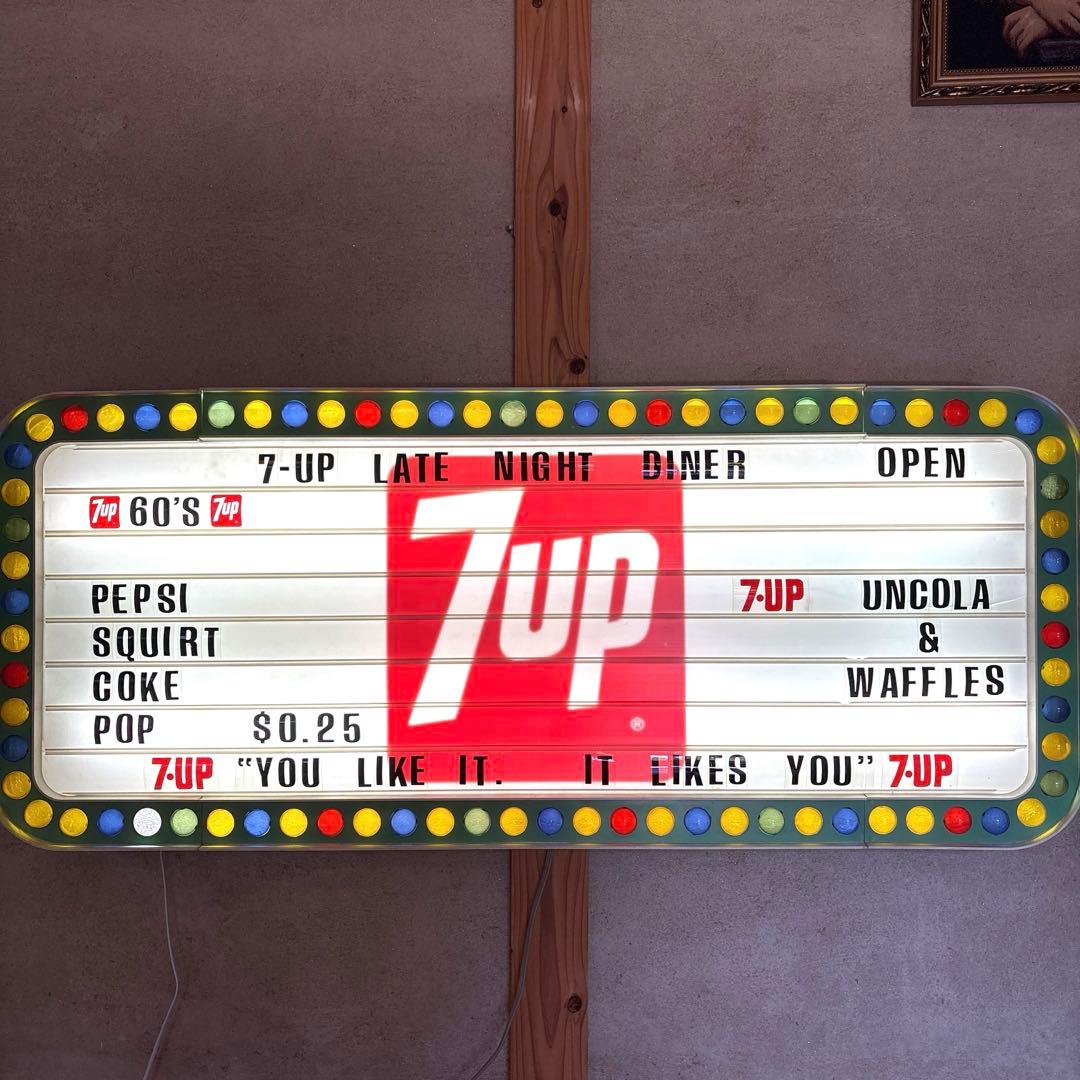 宝物！ 60s 70s セブンアップ メニューボード 看板 ネオンサイン 7up