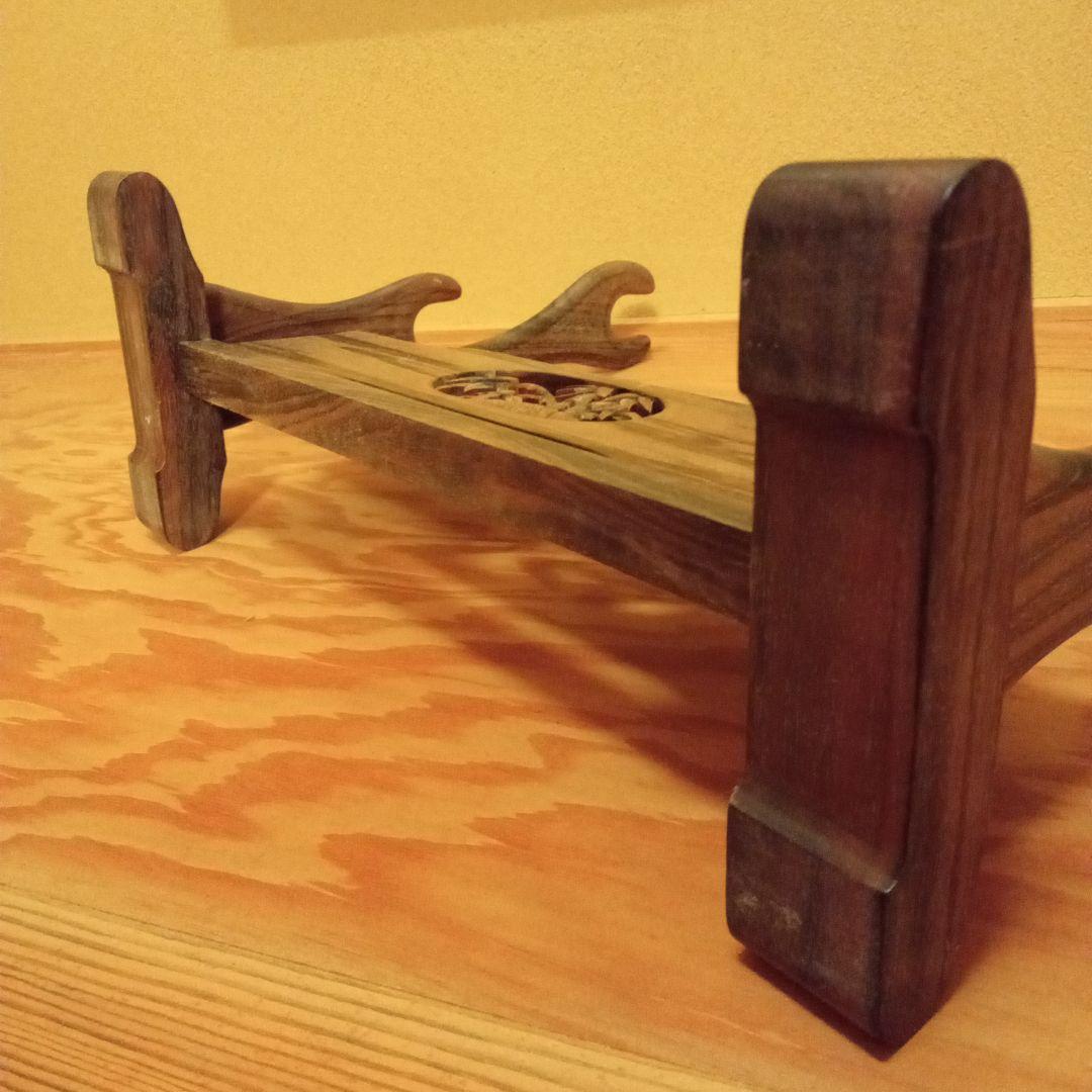 希少作】「笹竹飾彫り」刀掛け 冨次精斎(宮大工 名工)