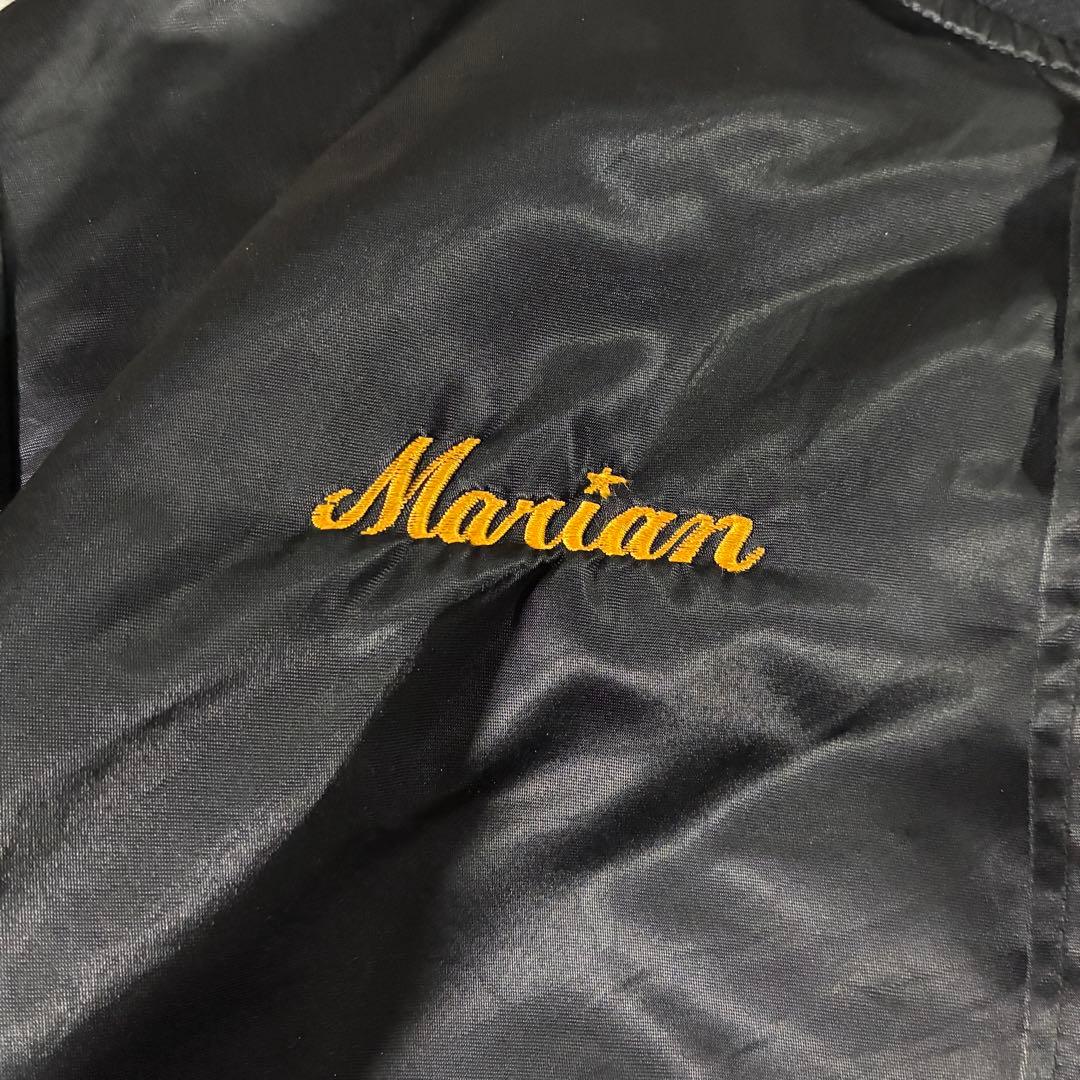 USA製80s Birdie中綿ナイロンスタジャン裏キルト刺繍ブラック短丈